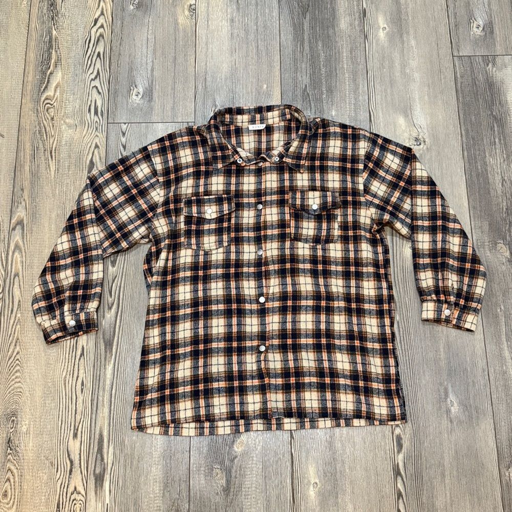 Kori Plus plaid snap down shacket